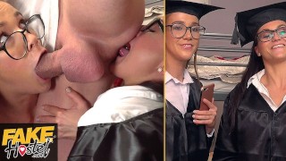 Fake Hostel - crazy University girls get their assholes sniffed before threesome with Alexis Crystal