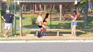 Public sex at the bus stop outdoors!